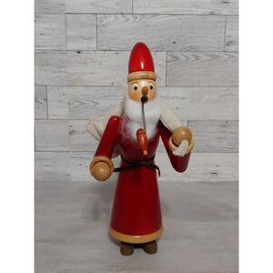 Vintage German Wooden Santa Claus Incense Smoker w/ Present Sack READ